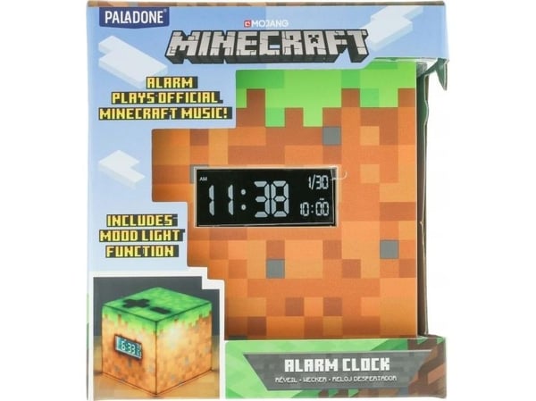 Paladone PP6733MCF, Digitaalinen herätyskello, Minecraft, Kuutio, Ruskea, Vihreä, Poika/tyttö, LED