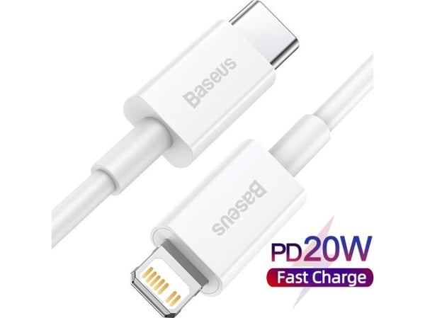 Baseus USB-C till Lightning-kabel 1 m vit