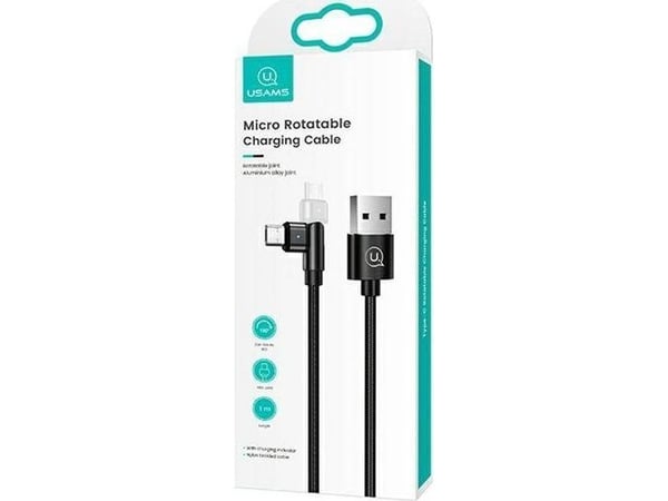 USB-kabel Usams USB-A til microUSB 1 m svart (USA259BLK)