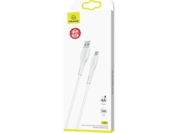 USB-kabel Usams USB-A til microUSB 1 m hvit (SJ375USB02)