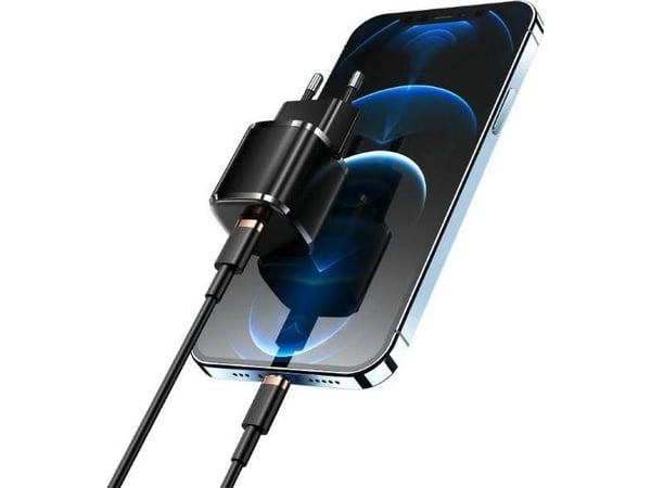 USAMS T36 mini 20W kablet lader 1xUSB-C + USB-C til Lightning kabel PD3.0 Fast Charging XFKXLOG hvit
