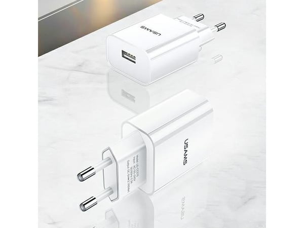 USAMS laddare USAMS Load. network. 1xUSB T18 2.1A vit (endast laddhuvud) Fast Charging CC075TC01