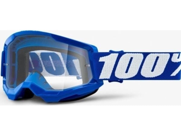 100 % beskyttelsesbriller 100 % STRATA 2 JUNIOR BLÅ (klar anti-tåkelinse, LT 88 %-92 %) (NY)