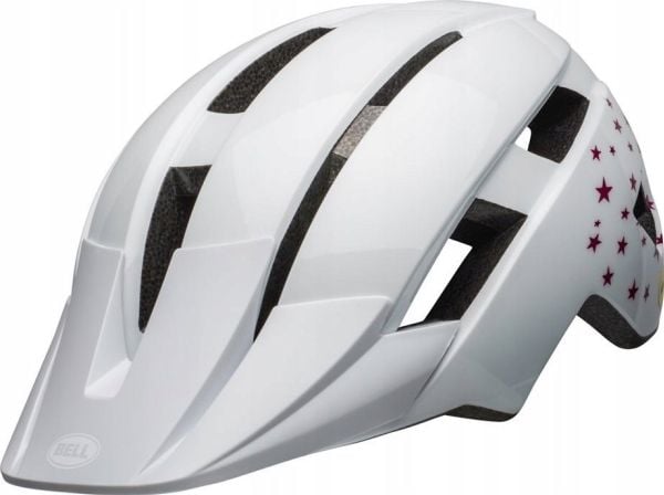 BELL Hjelm junior BELL SIDETRACK II INTEGRERT MIPS hvite stjerner roz. Universal (50–57 cm) (NY)