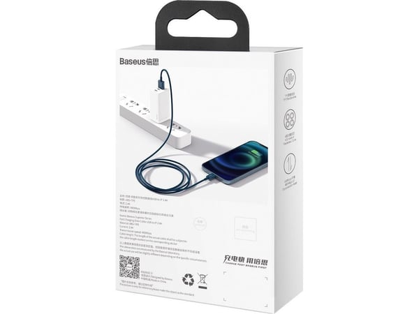 Baseus USB-kabel USB-A till Lightning 1 m blå (CALYS-A03)