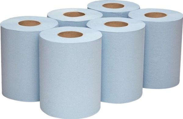 Kimberly-Clark Wypall Reach - hygieniske papirhåndklær i rull med sentral utrulling blå