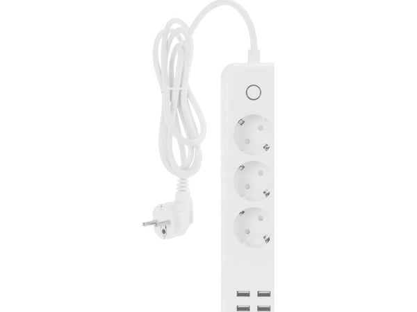 Strømskinne LTC Smart Home 3 uttak 1,7 m hvit (LXU401)