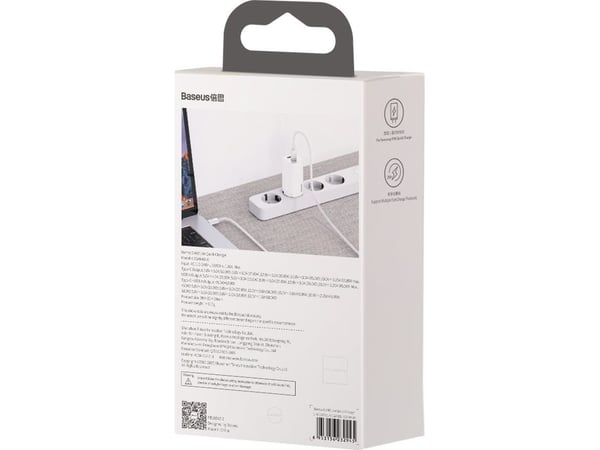 Baseus CCGAN2L-B02, Sisätila, AC, 20 V, Valkoinen