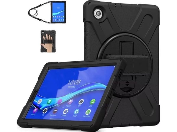 Tablettdeksel Strado Armor med rem og håndtak til Lenovo Tab M10 TB-X306X/X306F (svart) universell