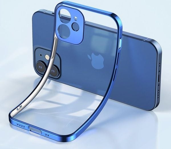 Joyroom New Beauty Series ultratynt etui med elektroplettert ramme til iPhone 12 Pro - Mørkeblå (JR-BP743)
