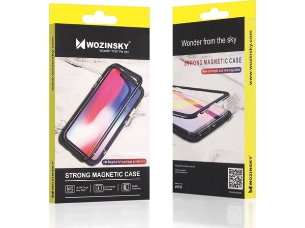 Wozinsky helmagnetisk deksel i hel kropp (foran og bak) med innebygd glass til Vivo X60 - svart-transparent