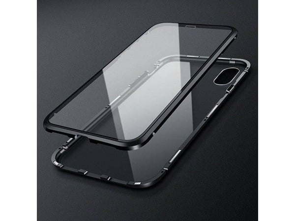 Wozinsky helmagnetisk deksel i hel kropp (foran og bak) med innebygd glass til Vivo X60 - svart-transparent