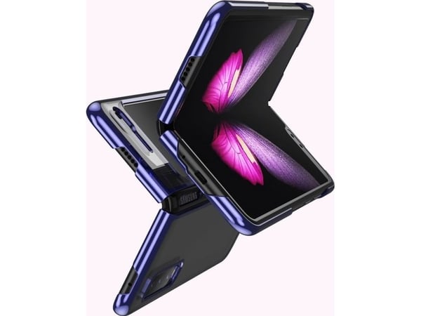 Plateringsetui hard case med elektroplateringsramme til Samsung Galaxy Fold blå