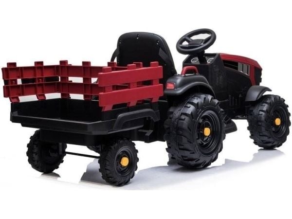 Lean Cars eldriven traktor med släp BDM0925, röd