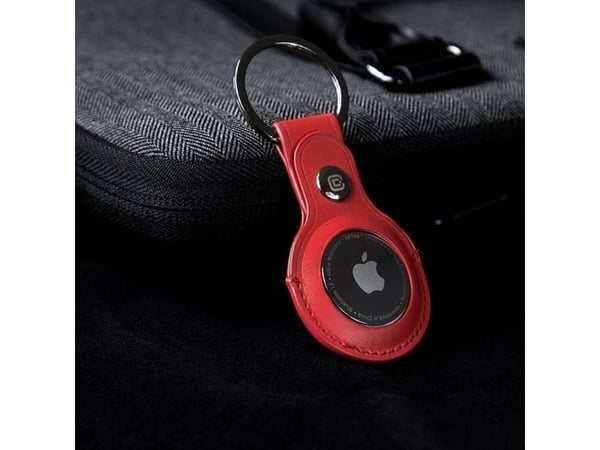 Crong Nahkakotelo avaimenperällä - Nahkainen avaimenperän suojakotelo Apple AirTagille (punainen)