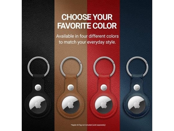 Crong Nahkakotelo avaimenperällä - Nahkainen avaimenperän suojakotelo Apple AirTagille (punainen)