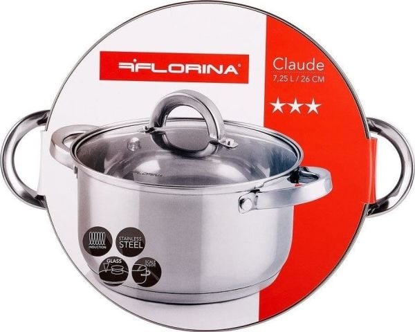 Florina gryte i rustfritt stål med lokk Florina Claude 26 cm 7,25 l