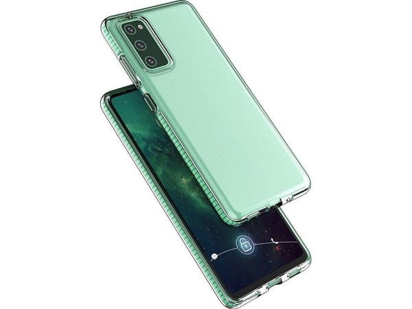 Spring Case klar TPU gel beskyttelsesdeksel med fargerik ramme til Samsung Galaxy A72 4G - Lys blå