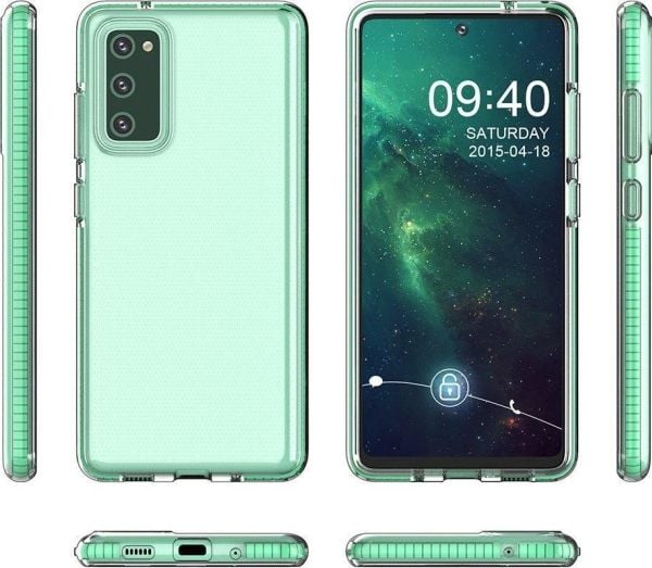 Hurtel Spring Case klar TPU-gel beskyttelsesdeksel med fargerik ramme til Samsung Galaxy A72 4G - gul