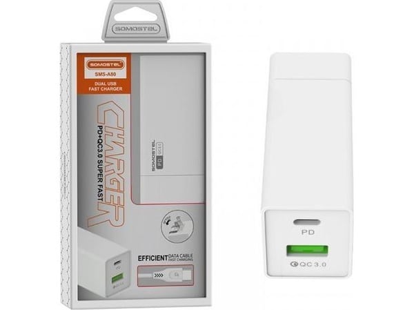 Somostel 36W Network Charger + USB-C PD White SMS-A80 cable