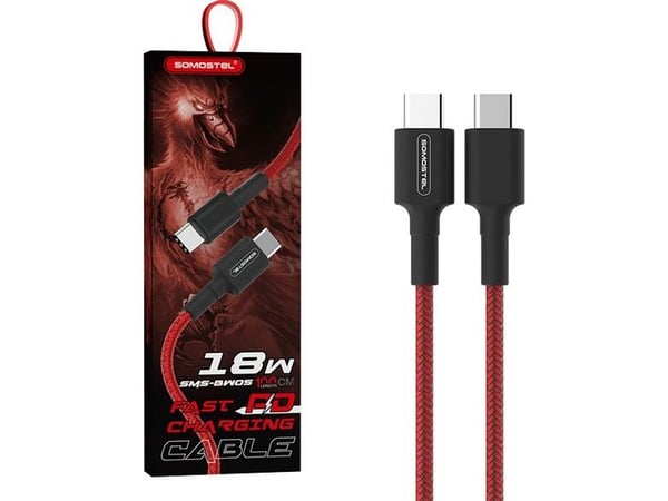 Somostel USB-C til USB-C-kabel - USB-C til USB-C 1 m rød (28858)