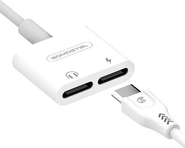 Somostel USB-sovitin SMS-BZ06 USB-C - 3,5 mm liitin + USB-C Valkoinen (28857)