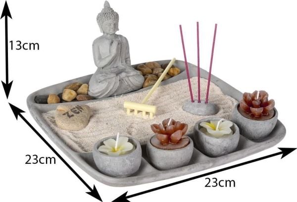 Atmosphera Zen Garden med Buddha-figur 23x23 cm