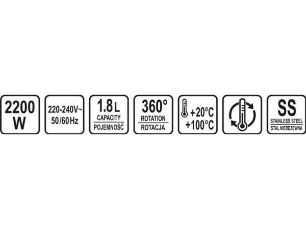 LUND ELEKTRISK VATTENKOKARE LEDDE GLAS 1.8L TEMPERATURKONTROLL