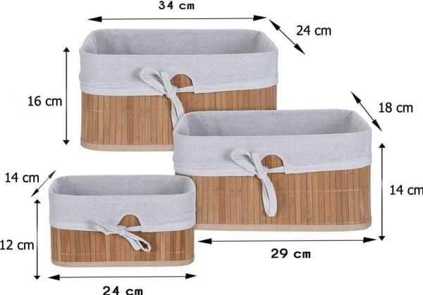 H&amp;S Decoration bambukorit 3 kpl beige