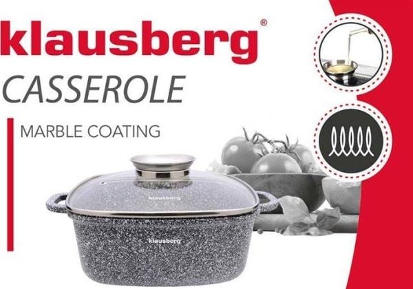 Klausberg aluminiumgryte grå marmor, 22x22 cm, 3,7 l