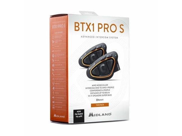 Midland BTX1 PRO S-TWIN intercom for motorsykkel for 2 hjelmer