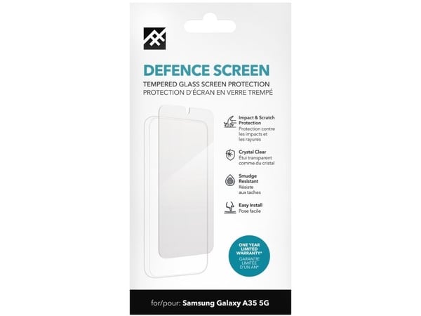 IFROGZ IF Defence Glass Samsung A35 5G Screen INTL, Samsung, Galaxy A35 5G, Slagbestandig, Ripebestandig, Gjennomsiktig, 1 stykker
