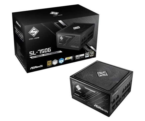 ASRock Steel Legend SL-750G - Strømforsyning (intern) - ATX12V 3.1/ EPS12V - 80 PLUS Gold - Cybenetics Platinum - AC 100-240 V - 750 watt - stålsvart