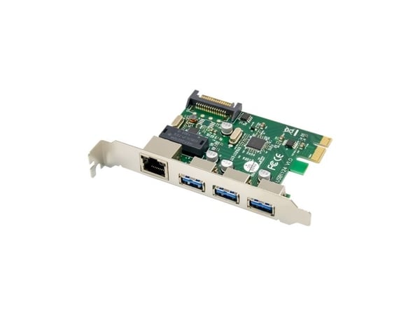 InLine kombikort Gigabit-nätverk och USB 3.2 Gen.1 1x RJ45 3x USB-A (51125R)