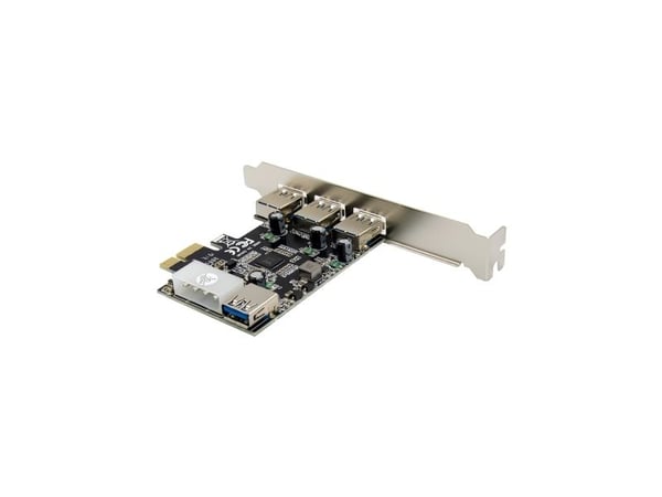 InLine® PCIe-kortti, 3x+1x USB 3.2 Gen.1, Molex-yhteensopiva 4-nastainen virtaliitin