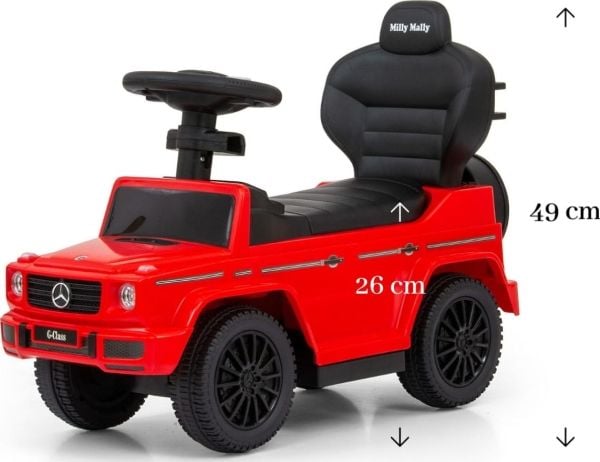 Sparkesykkel-/rullestreng/trykkrem MERCEDES G350d Milly Mally rød