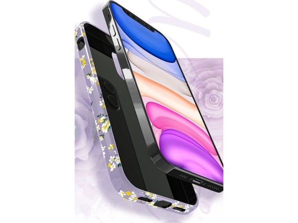 Kingxbar Blossom-deksel dekorert med originale Swarovski-krystaller til iPhone 12 mini - flerfarget (Lily)