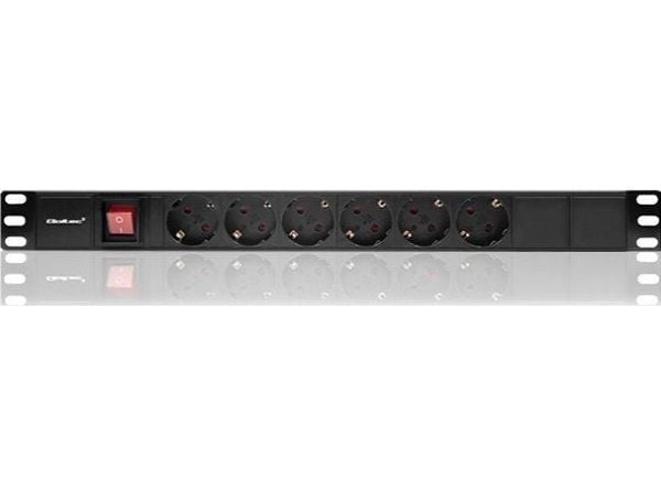 Qoltec - pistorasia (rack-versio) - AC 220-240 V - 3680 Watt - tulo: virta CEE 7/7 - lähtöliittimet: 6 (6 x virta CEE 7/3) - 1U - 19" - 2 m kaapeli...
