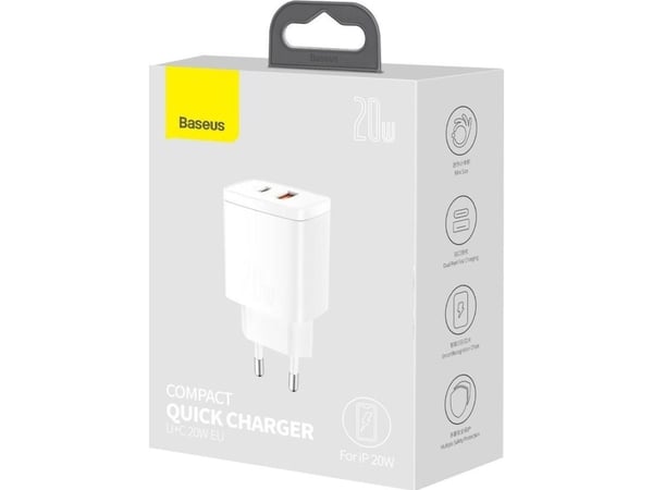 Baseus Compact-lader 1x USB-A 1x USB-C 3 A (6953156207240)