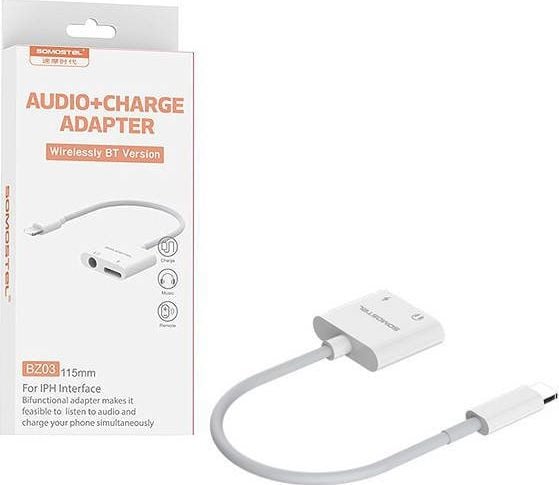 Adapter USB Somostel SMS-BZ03 Lightning - Jack 3.5mm + Lightning Biały (SMS-BZ03)