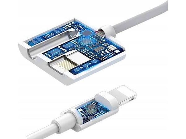 Adapter USB Somostel SMS-BZ03 Lightning - Jack 3.5mm + Lightning Biały (SMS-BZ03)
