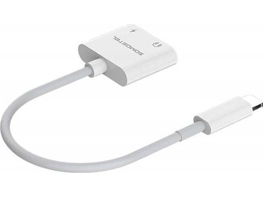 Adapter USB Somostel SMS-BZ03 Lightning - Jack 3.5mm + Lightning Biały (SMS-BZ03)