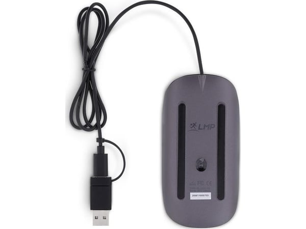 LMP Easy Mouse, Ambidextrous, Optisk, USB Type-A, 1600 DPI, Grå