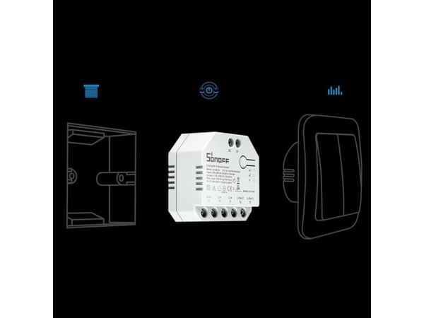 Sonoff Dual R3, Langallinen & langaton, Wi-Fi, Valkoinen, 2 kanavaa, 2200 W, 2.4 - 2.4835 MHz