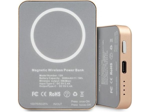 Guess Powerbank indukcyjny 5W GUPBMSVSLG 3000mAh złoty/gold MagSafe