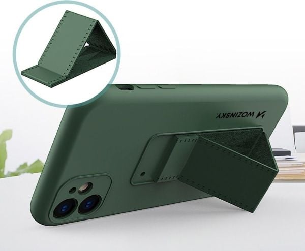 Wozinsky Wozinsky Kickstand Case joustava silikoni kotelo jalusta iPhone 12 Pro Max harmaa