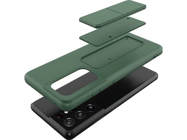 Wozinsky stativdeksel i silikon med stativ til Samsung Galaxy S21 Ultra 5G - rosa