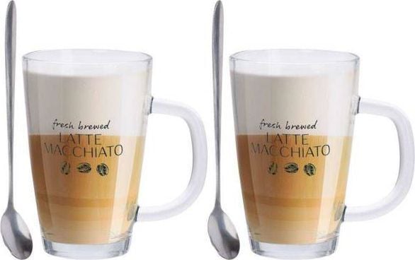 Excellent Houseware glass til latte med skje 300 ml 2 stk