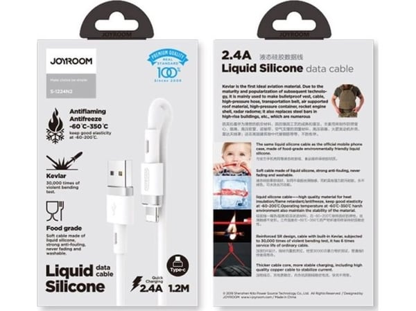 Joyroom USB-A til Lightning-kabel 1,2 m hvit (6941237109293)