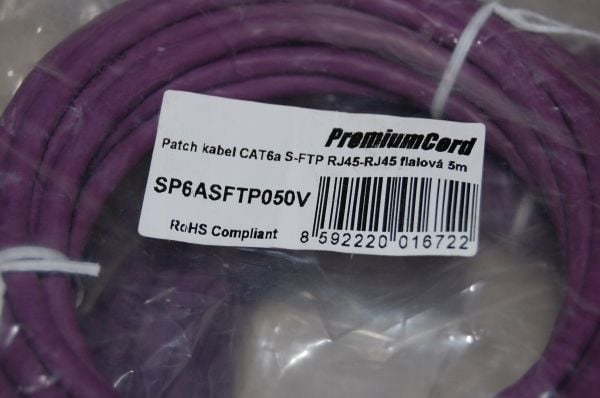 PremiumCord SP6ASFTP050V, 5 m, Cat6a, S/FTP (S-STP), RJ-45, RJ-45